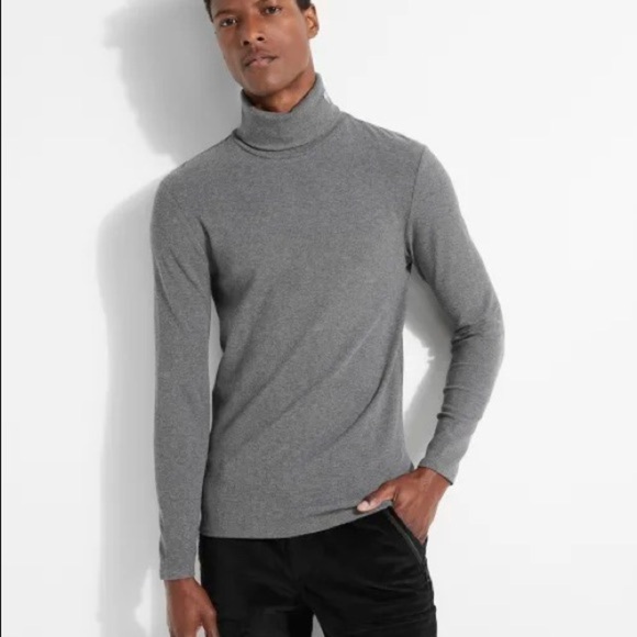 New GUESS sweater Ribbed Logo Patch Turtleneck Tee - Picture 1 of 4